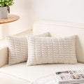 Pack of 2 Corduroy Decorative Throw Pillow Covers 12x20 InchSoft Boho Striped by Unknown