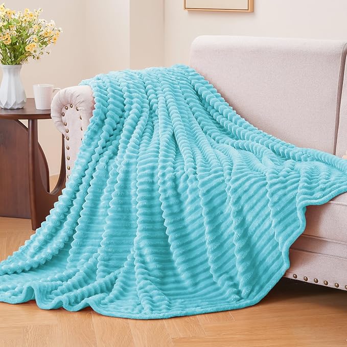 BEDELITE Fleece Throw Blanket for Couch – 3D Ribbed Jacquard Soft and Warm - Image 2