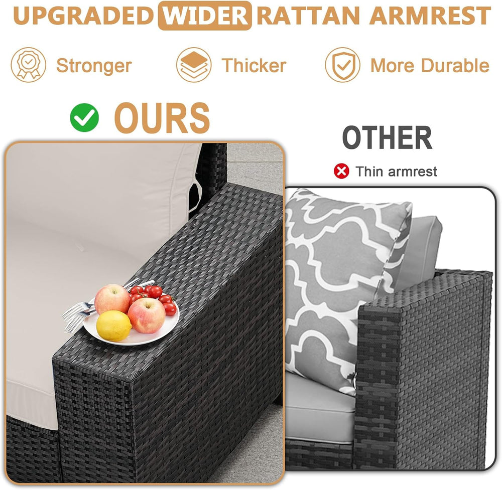 5 Pieces Patio Furniture Set, Outdoor Sofa with Waterproof Cushions&Ottom...
