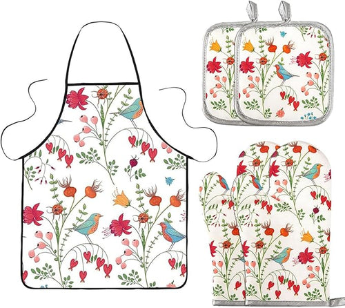 5 Pcs Kitchen Stuff, Kitchen Oven Mitts and Pot Holders Sets by Qchengsan