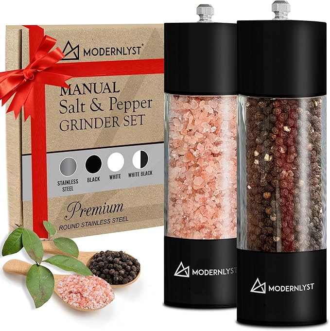 Manual Salt and Pepper Grinder Set of 2 | Large Round Salt and Pepper Shakers - Image 7