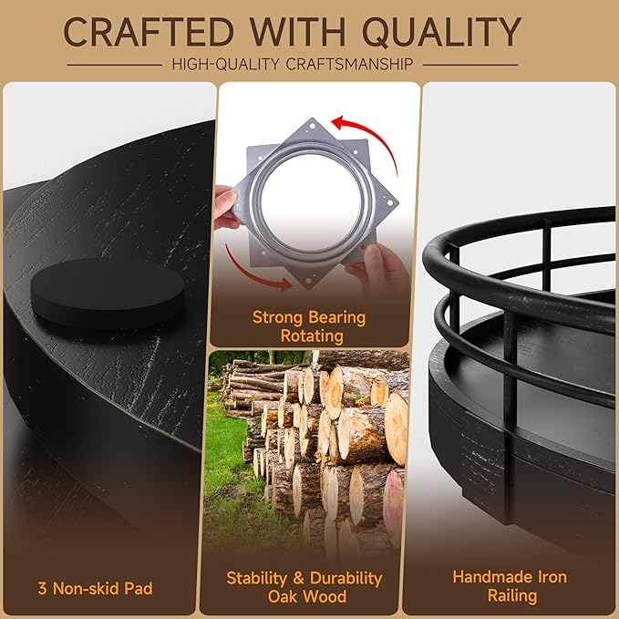 9" Oak Bathroom Vanity Tray Turntable - Image 4