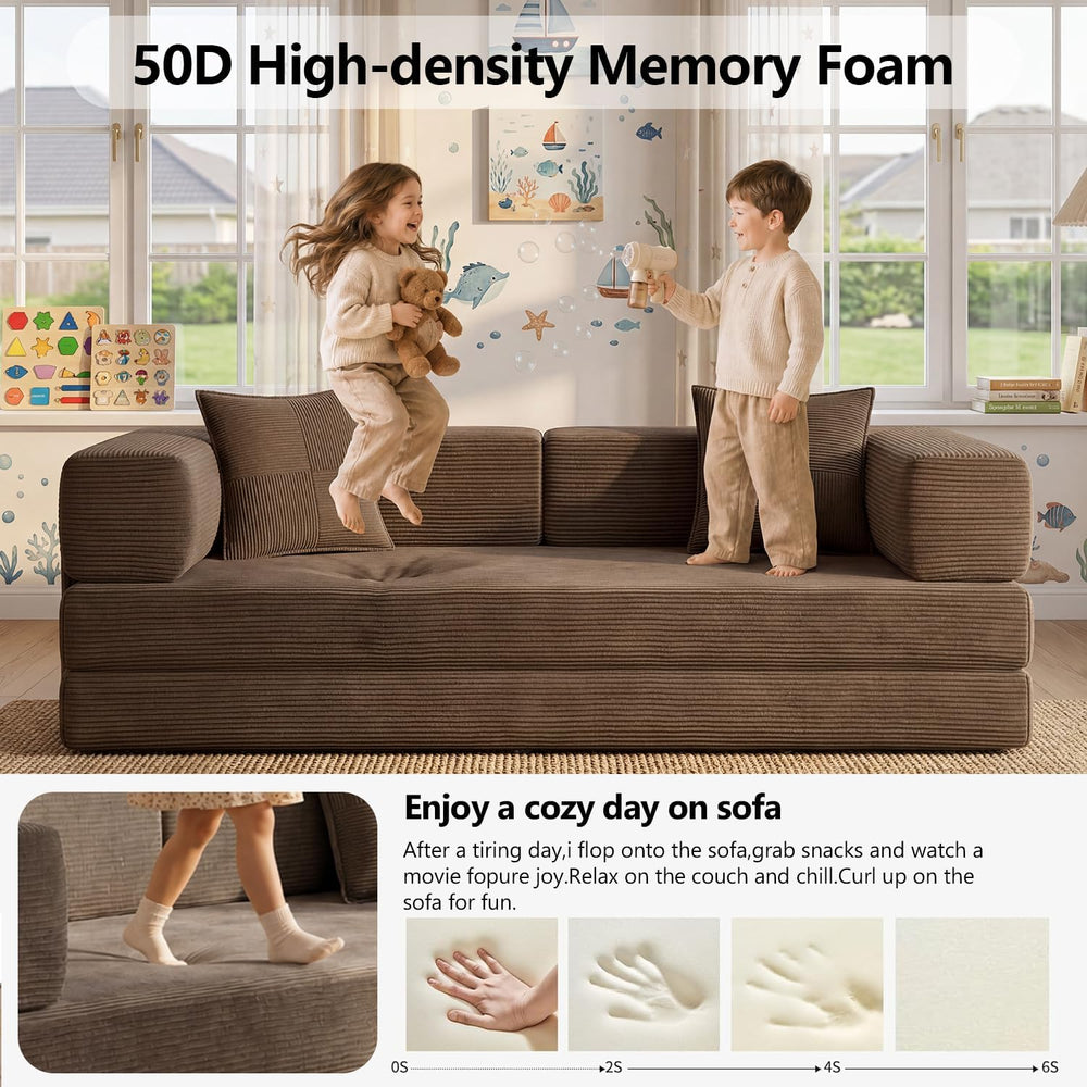 79" Convertible Futon Sofa Bed, Boneless Couch for Living Room