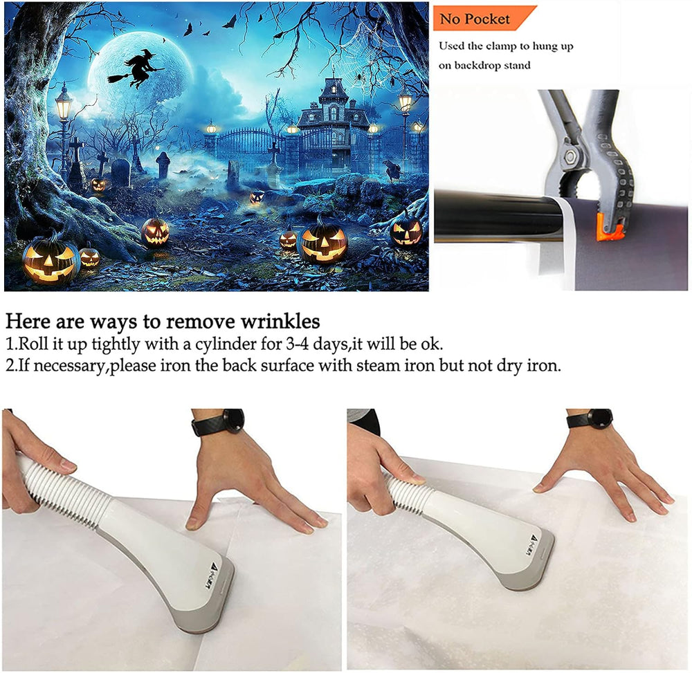 10x7ft Blue Halloween Backdrop Spooky Photography Background