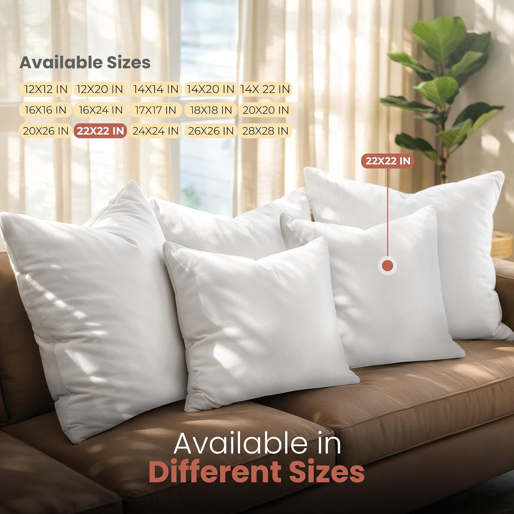 Utopia Bedding 22x22 pillow inserts, White Throw Pillows for Couch, 2 Pack