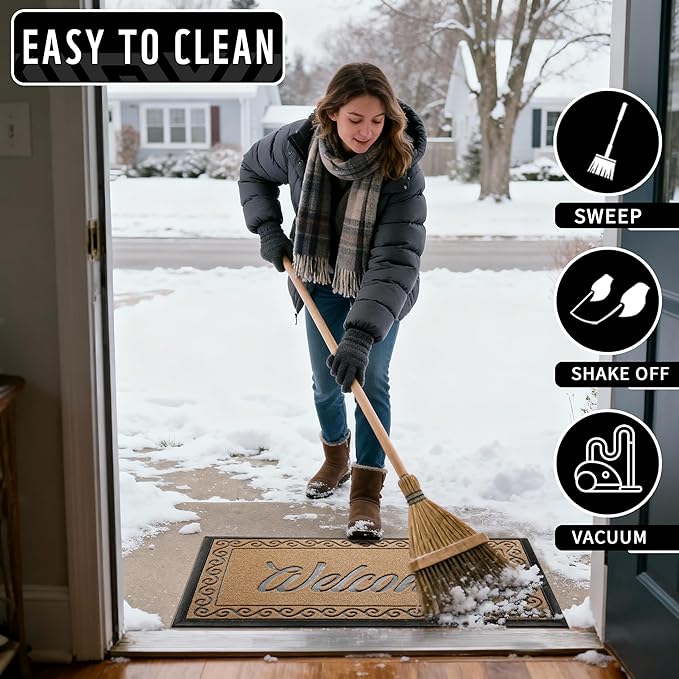 Yimobra Welcome Front Door Mat, Heavy Duty Easy Clean Doormat Indoor Outdoor - Image 4