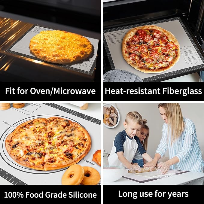 Non Stick Silicone Pastry Mat for Dough Rolling, Silicone Mat for Baking Pizza - Image 2