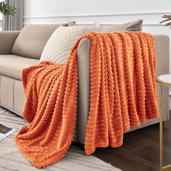 BEDELITE Fleece Blanket Twin Size – 3D Ribbed Jacquard Soft and Warm Decorative - Image 9