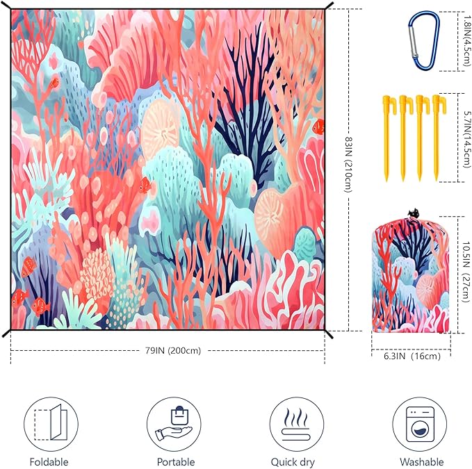 HIHOHO Beach Blanket Waterproof Sandproof Extra Large Beach Mat 79" X - Image 2
