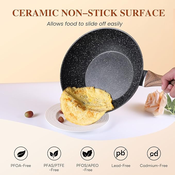17 Pcs Pots and Pans Set, Nonstick & Non-Toxic Healthy Pots and Pans, - Image 4