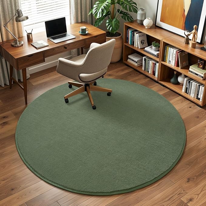 Amearea Sage Green Round Area Rugs 4ft Washable Circle Rugs - Image 6