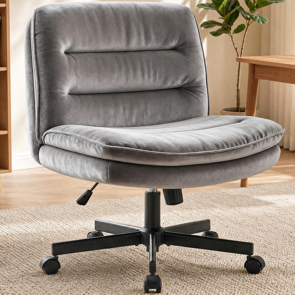 GTPLAYER Cross Legged Office Chair, Armless Desk Chair Cute Vanity Chair with...
