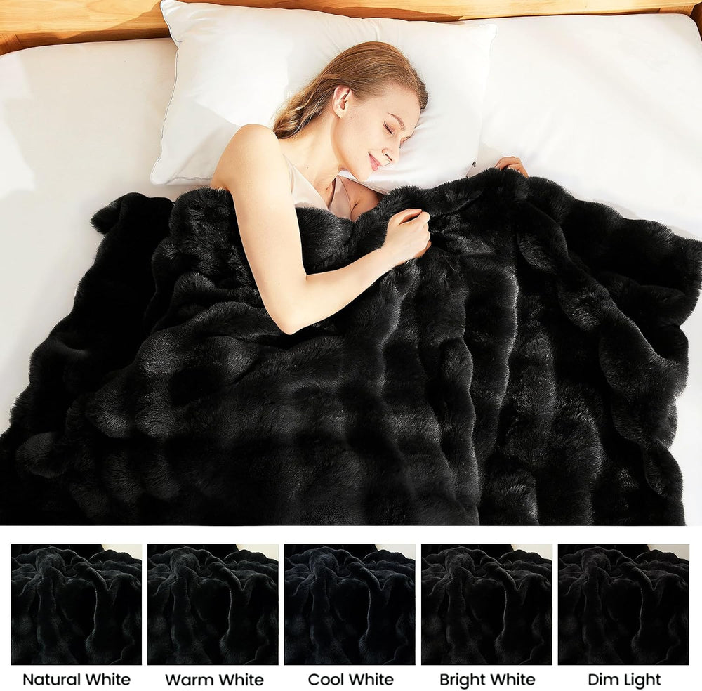 Latepis Soft Black Throw Blanket, Warm Cozy Faux Fur Throw Blanket for Couch,...