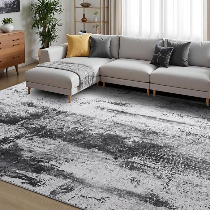 Toneed Abstract Area Rug 5x7 Modern Washable Rug Soft Non Slip Rug Low Pile by Toneed