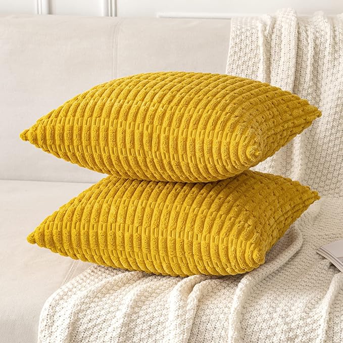 MIULEE Pack of 2 Corduroy Decorative Throw Pillow Covers 12x12 Inch Soft Boho - Image 5