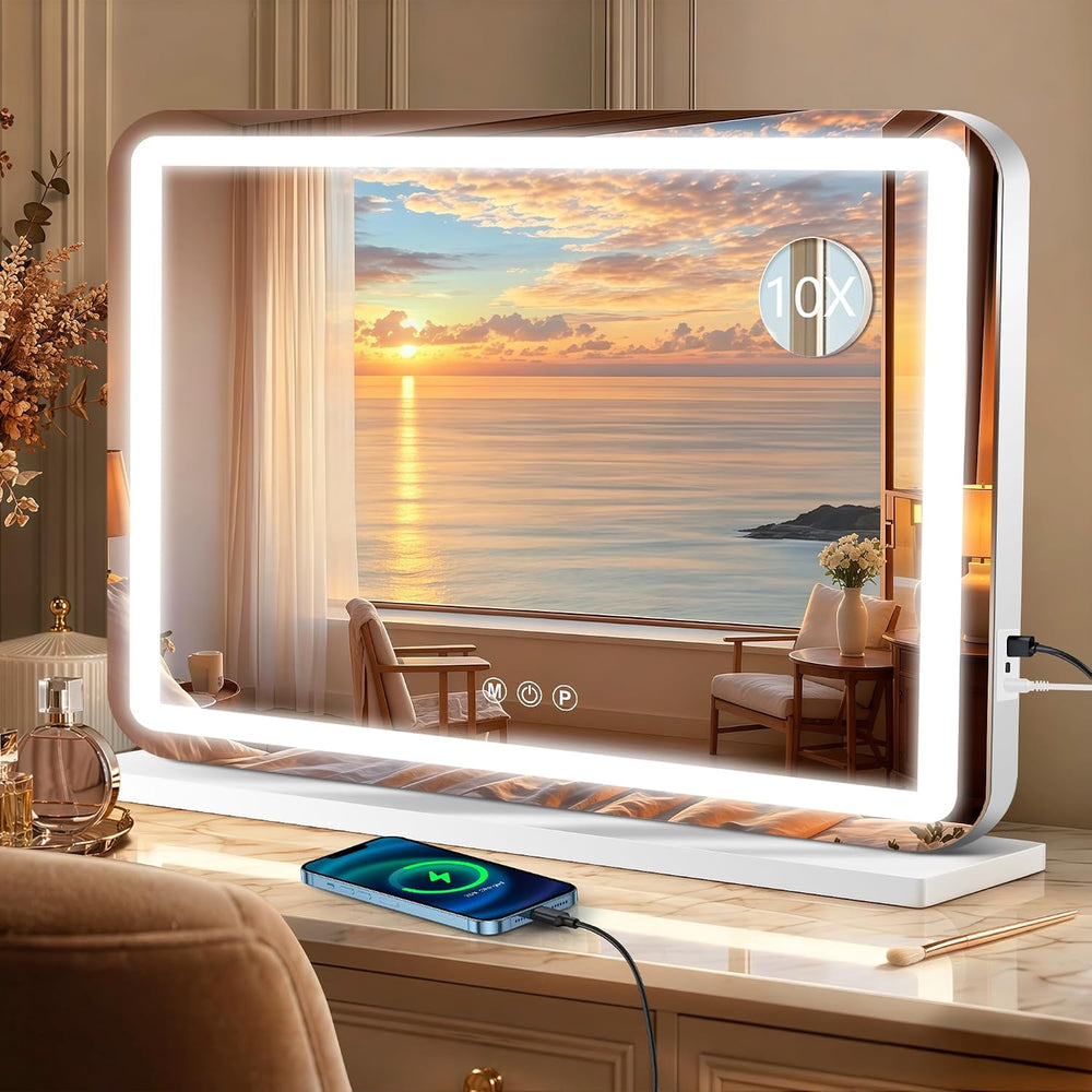 23" x 18" Vanity Mirror with Lights, Led Lighted Makeup Mirror with...