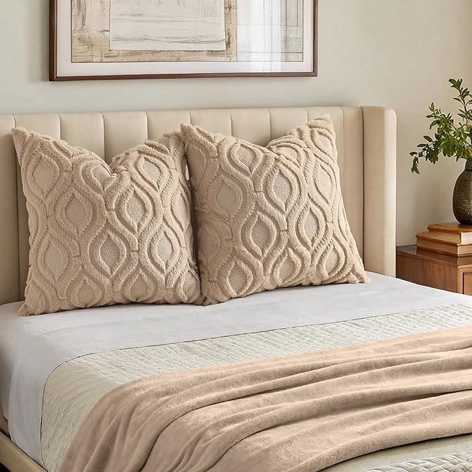 decorUhome Throw Pillow Covers 16x16 Inch Set of 2, Soft Plush Faux Wool Light - Image 7