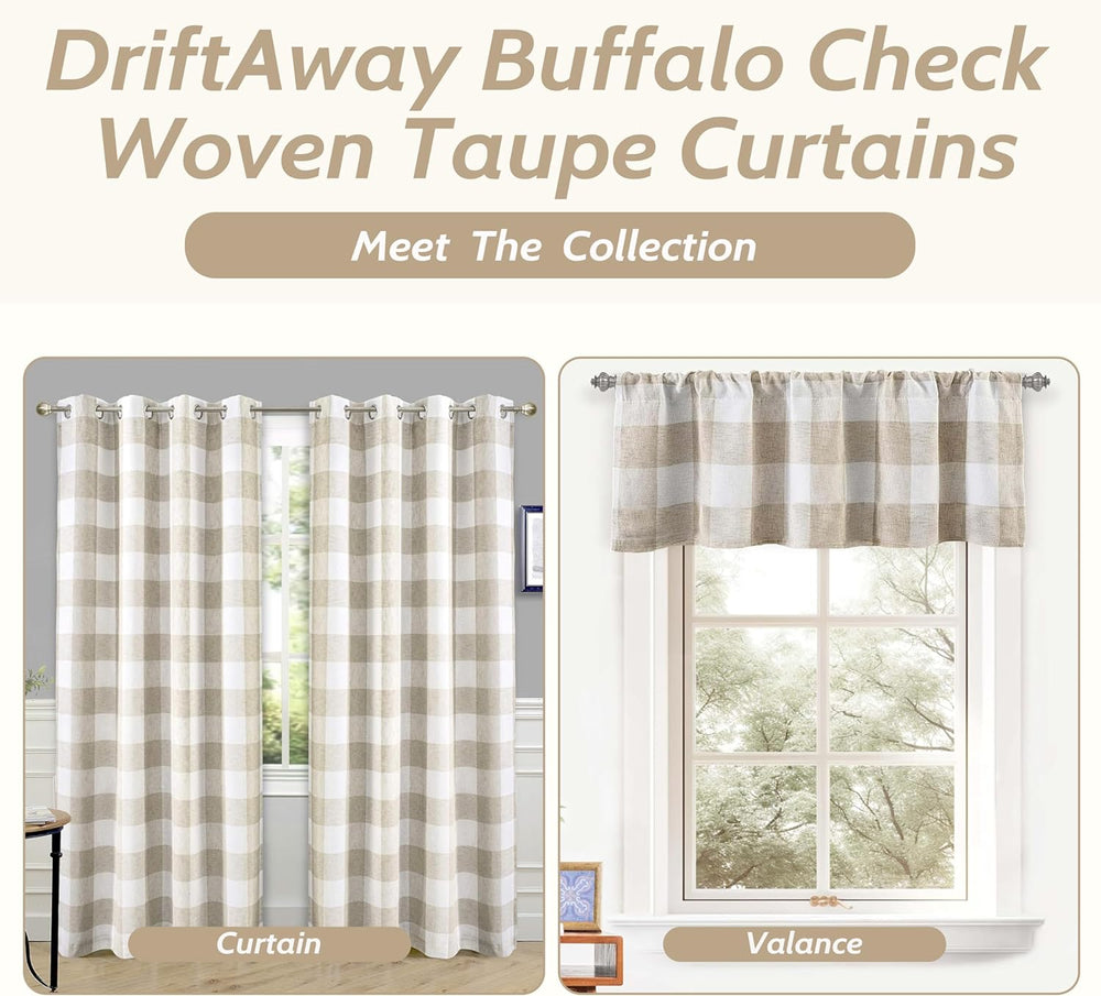 DriftAway Buffalo Plaid Blackout Curtains 2 Panels W52 x L84, Taupe
