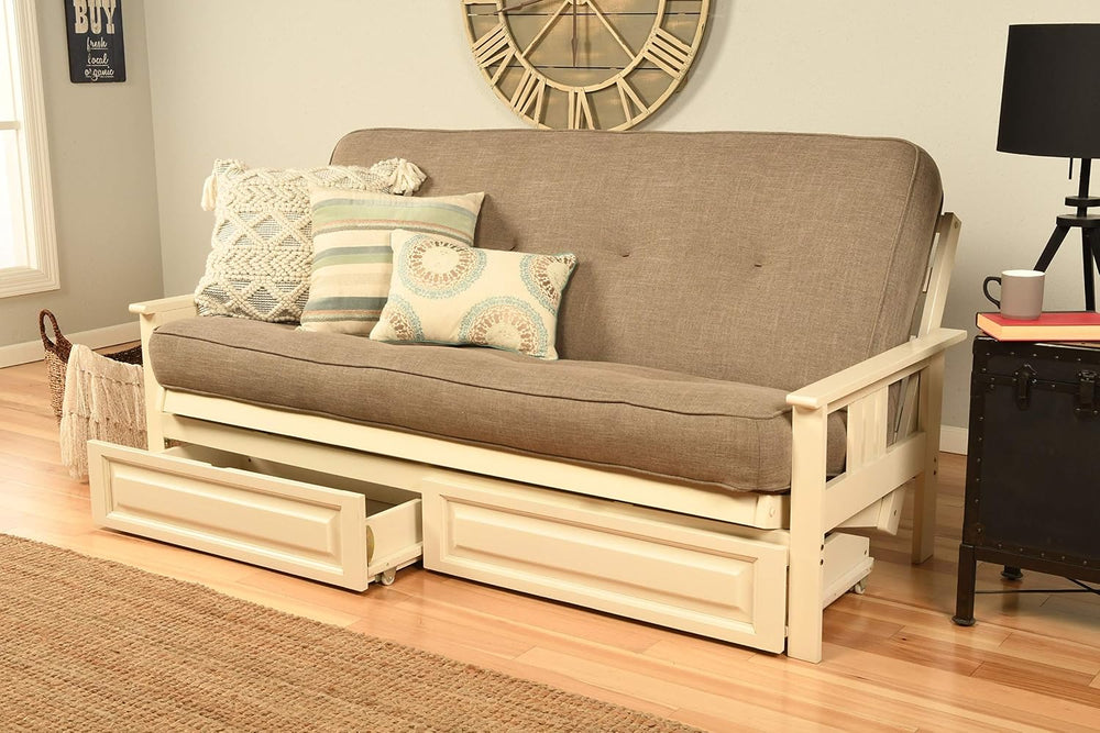 Kodiak Furniture Monterey Futon Set with Storage Drawers, with Antique White ...