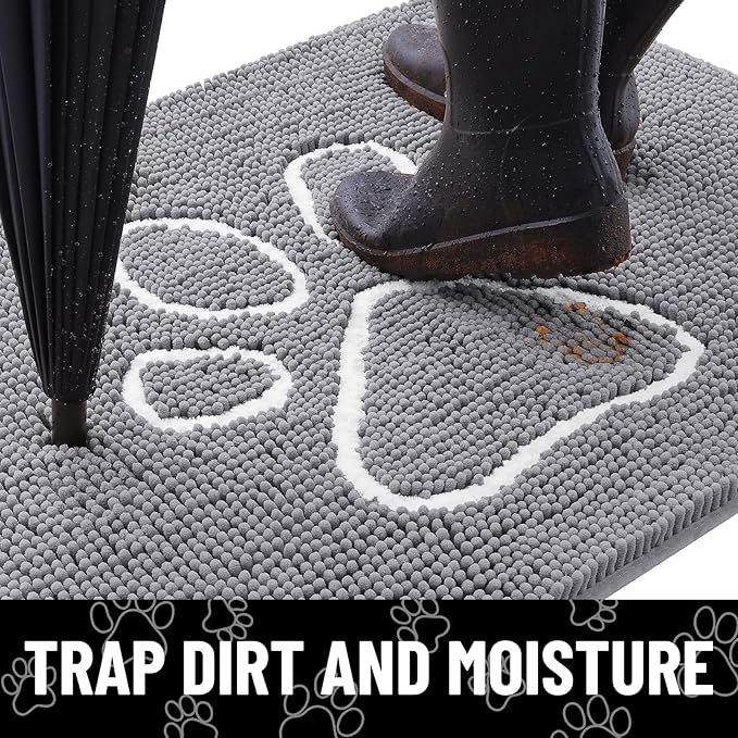Smiry Dog Door Mat for Muddy Paws, Absorbent Dirt Trapper Non Slip Quick Dry - Image 2