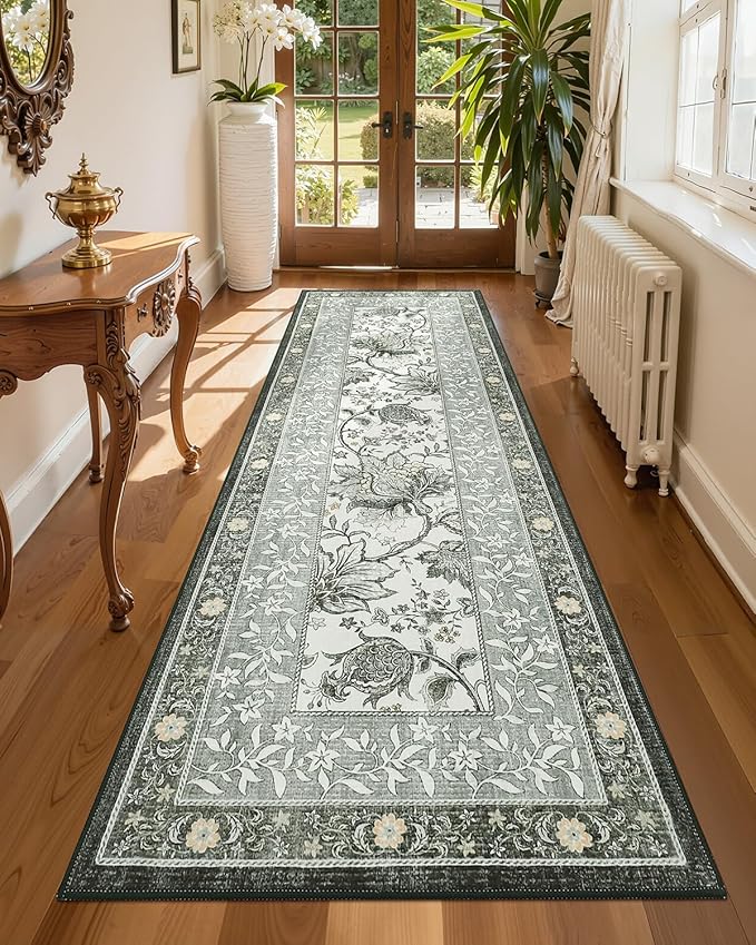 GarveeHome Provence Fog 2.5 x 8 Washable Kitchen Runner Rugs Non Slip Vintage by GarveeHome
