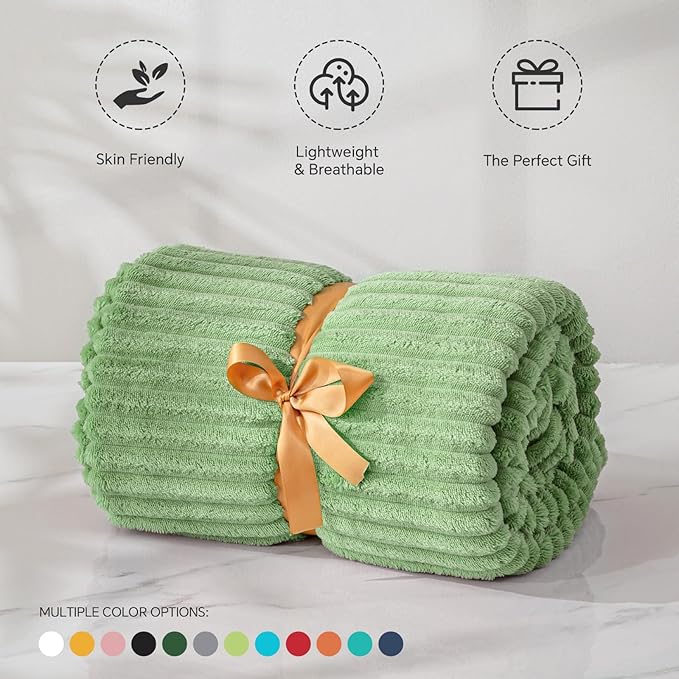 BEDELITE Fleece Blanket Twin Size – 3D Ribbed Jacquard Soft and Warm Decorative - Image 5