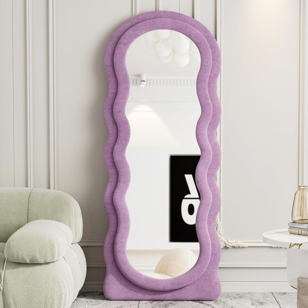 Wavy Full Length Mirror, 63"x24" Arched Body Floor Mirror (Purple)