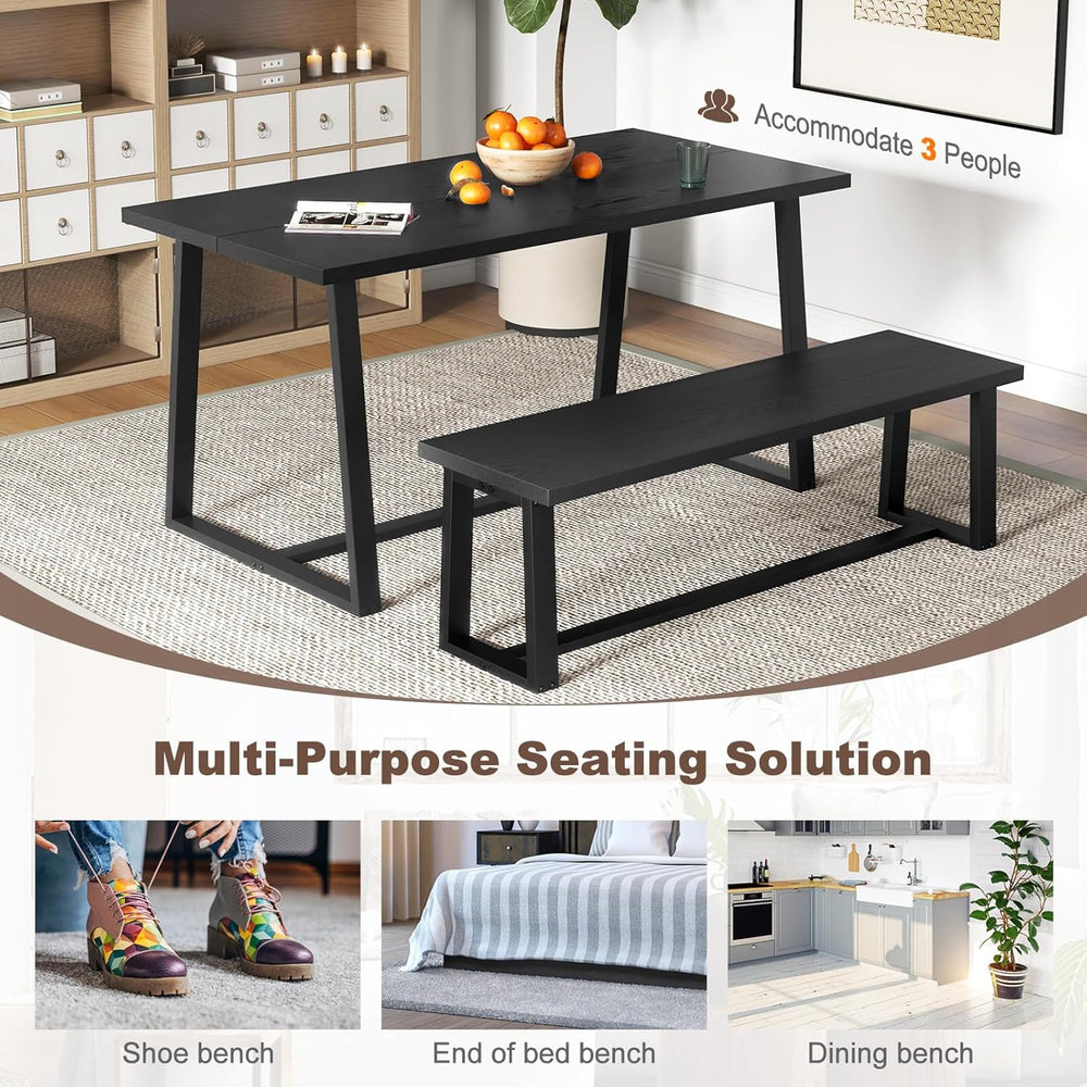 Giantex 56.5" L Wood Dining Bench, Industrial Table Bench w Metal Frame,...