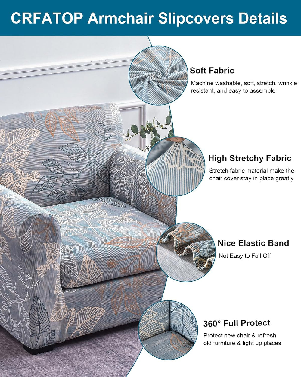 CRFATOP Armchair Chair Covers for Living Room Sofa Couch Slipcover,19
