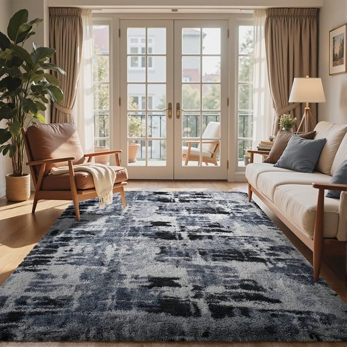 4x6 Ft Shag Rugs for Bedroom Living Room, Tie-Dyed Ultra Soft Fluffy Furry Area by Cuzwlovita