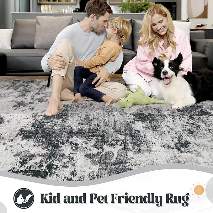 XLUEZ 9x12 Area Rug for Living Room, Washable Modern Abstract Large Area Rug - Image 6