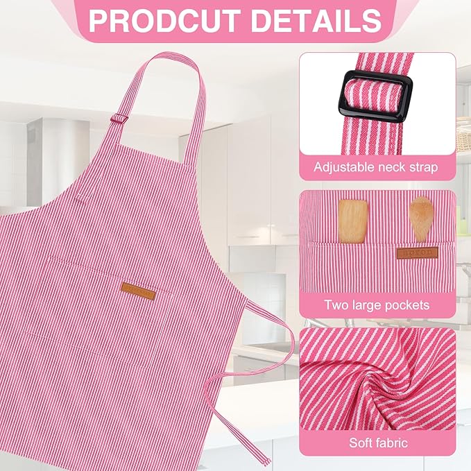 2 Pack Stripes Kids Apron, Kids Cooking Aprons - Image 3