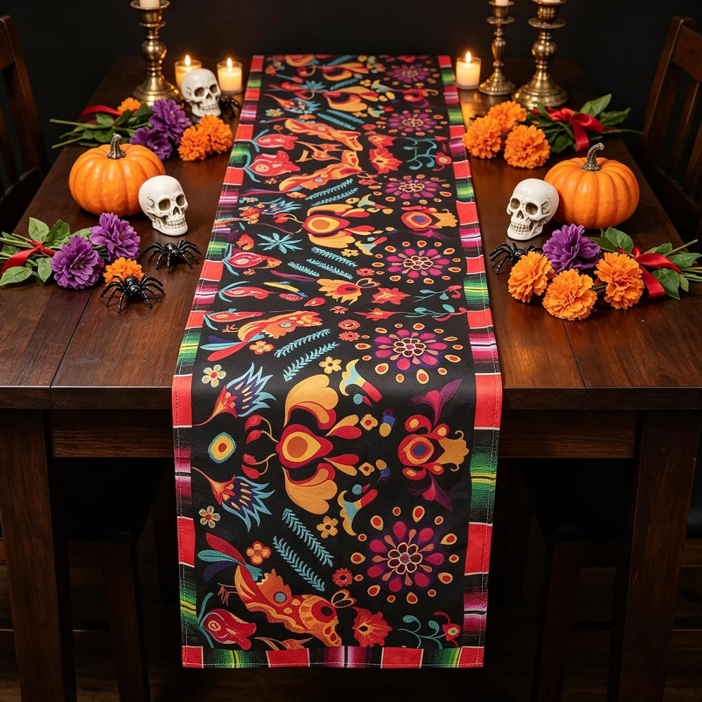 15 Pack Mexican Theme Halloween Table Runners 72×13in Cinco de Mayo Bird Dia ...