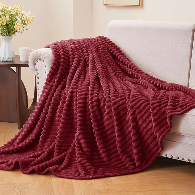 BEDELITE Fleece Blanket Twin Size – 3D Ribbed Jacquard Soft and Warm Decorative - Image 2