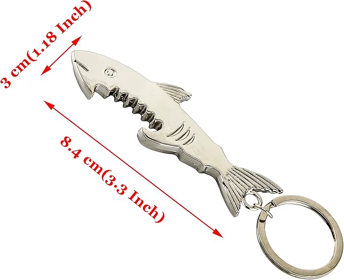 SWATOM Shark Keychain Bottle Opener 2PCS Beer Opener Tool Key Tag Chain Ring - Image 2