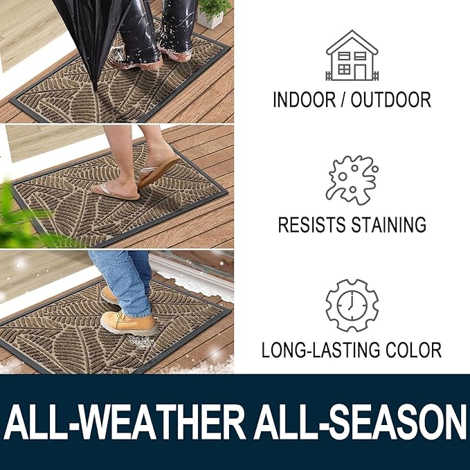 Colorxy Waterproof Doormat, Sturdy Natural Rubber Front Indoor Mat, Non Slip - Image 4