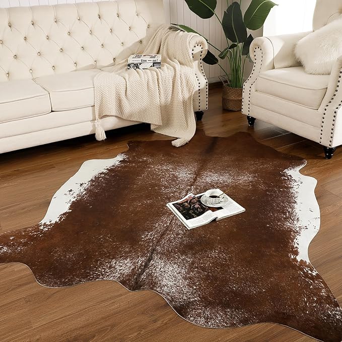 AROGAN 6×7.2 Feet Western Decor Faux Fur Cowhide Rug, Feet Premium Animal Skin - Image 2