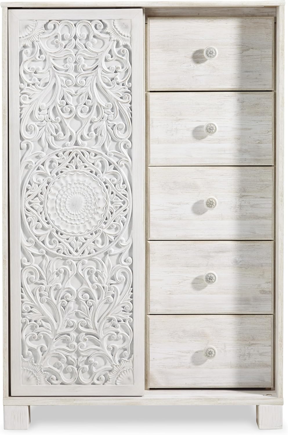Signature Design by Ashley Tall White Dresser for Bedroom, Dressing Chest