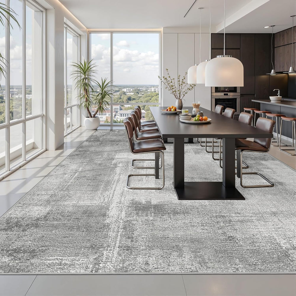 zesthome Washable Rug 8x10, Neutral Abstract Rugs for Living Room Grey