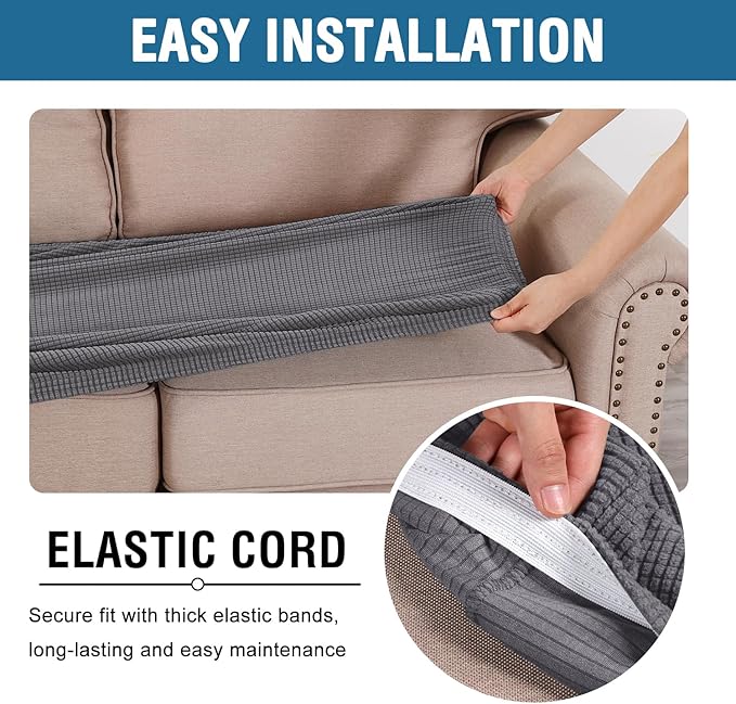 H.VERSAILTEX Super Stretch Individual Seat Cushion Covers Sofa Covers Couch - Image 5