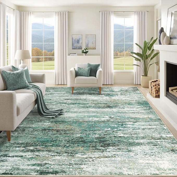 8x10 Area Rugs for Living Room, Washable Modern Abstract Large Area Rug Neutral by XLUEZ