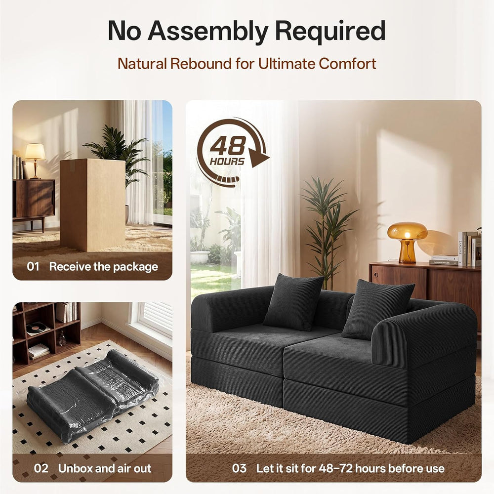 74.8’’Convertible Futon Sofa Bed, Boneless Couch for Living Room