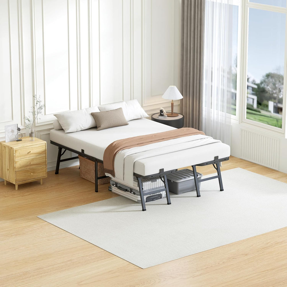 VIPSHOW 12 Inch Full Metal Folding Bed Frame,Tool-Free Assembly Platform