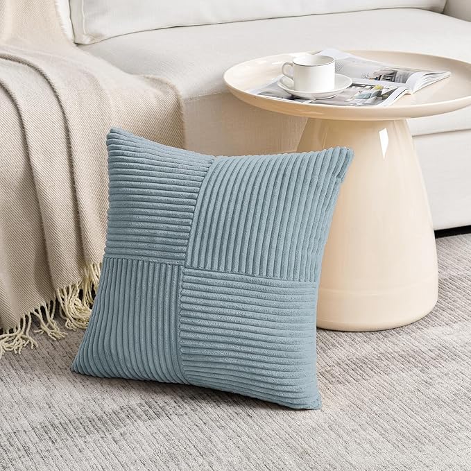 Fancy Homi Set of 2 Light Blue Decorative Throw Pillow Covers 18x18 Inch - Image 2
