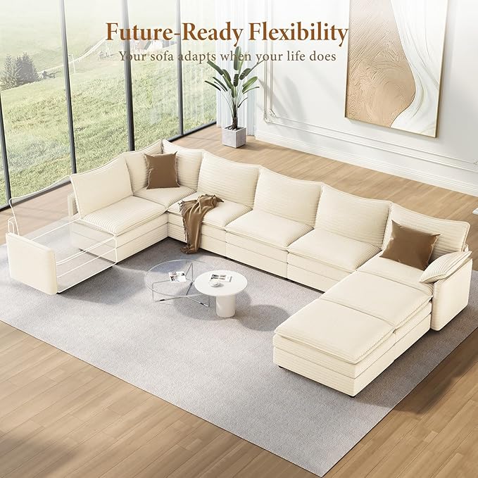 Vesgantti Large Modular Sectional Sofa, Big Comfy Cloud Couch with Ottoman De...