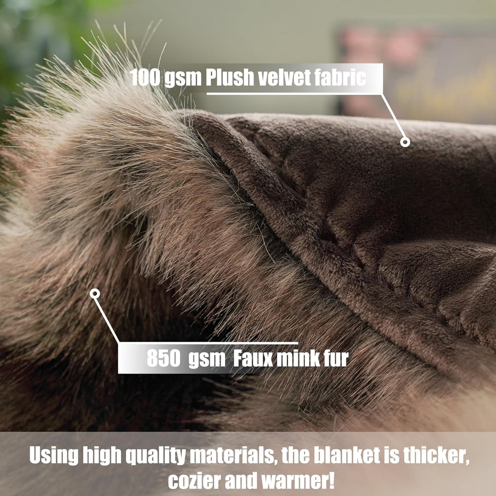 INCHGRASS Faux Mink Fur Blanket Luxury Fur Throw Blanket Sofa Fluffy Blanket ...