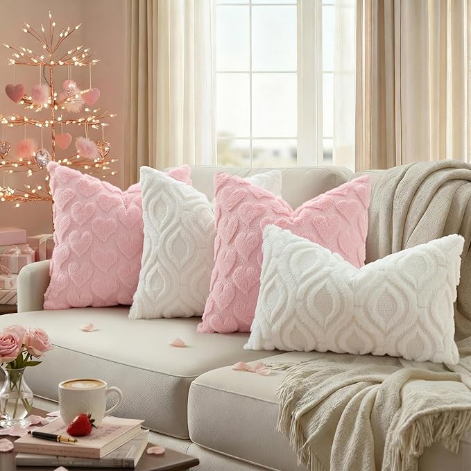 decorUhome Valentine’s Day Soft Plush Throw Pillow Covers 18x18 Inch Set of 2 - Image 2
