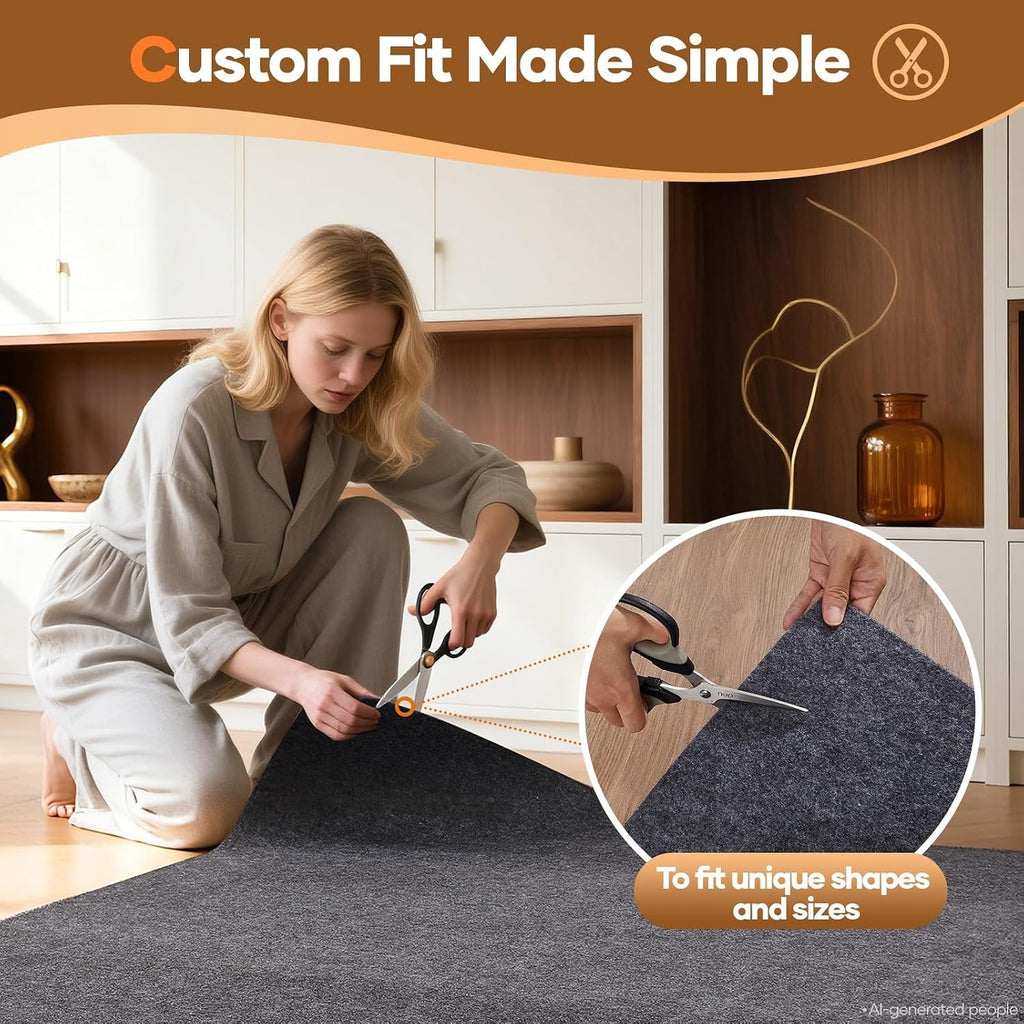 Veken Non Slip Cushioned Rug Pad Gripper, Felt and Silicone Backing, 3 x 8 Ft, 1/4" Thick Runner Carpet Liner Protector Mat for Area Rugs and Hardwood Floors, Keep Rugs Safe and in Place
