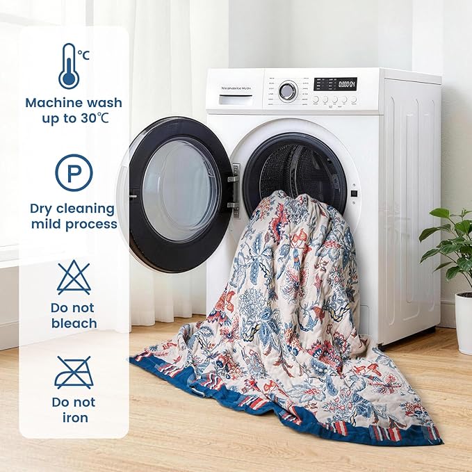 MSGKV Boho Throw Blanket 50"x60" 100% Cotton Floral Blanket - Image 7