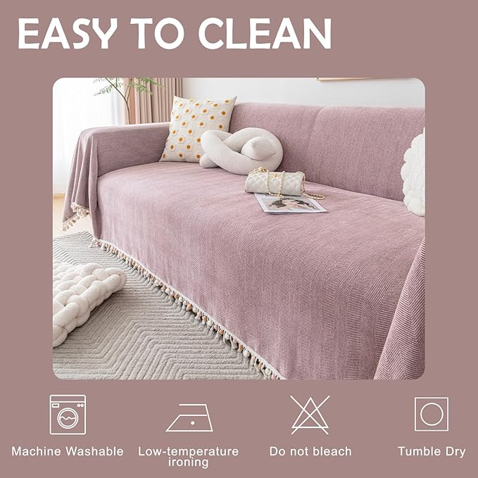 HANDONTIME Soild Couch Covers for Dogs Pink-Purple Sofa Covers Boho Cover for - Image 7